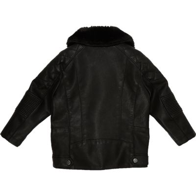 Mini boys black leather-look biker jacket